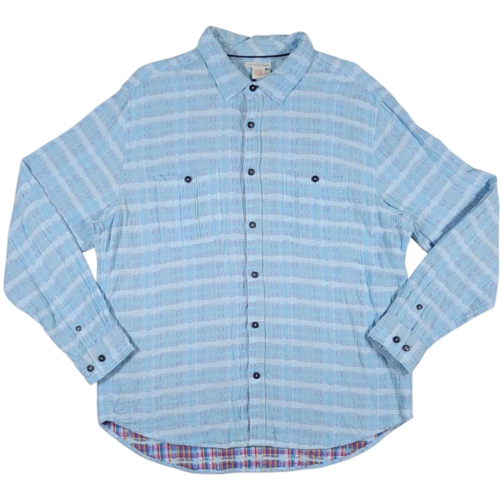 Carbon 2 Cobalt Button Up Shirt‎ Mens Large Blue Cotton Gauze Pockets Colorful